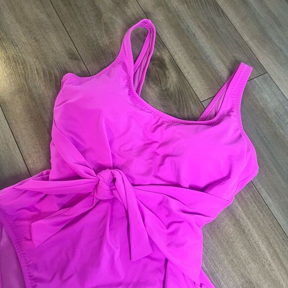 Fabletics Bright Pink Tie One Piece Swimsuit Women XXL‎ H-1 - NWT - Picture 3 of 7
